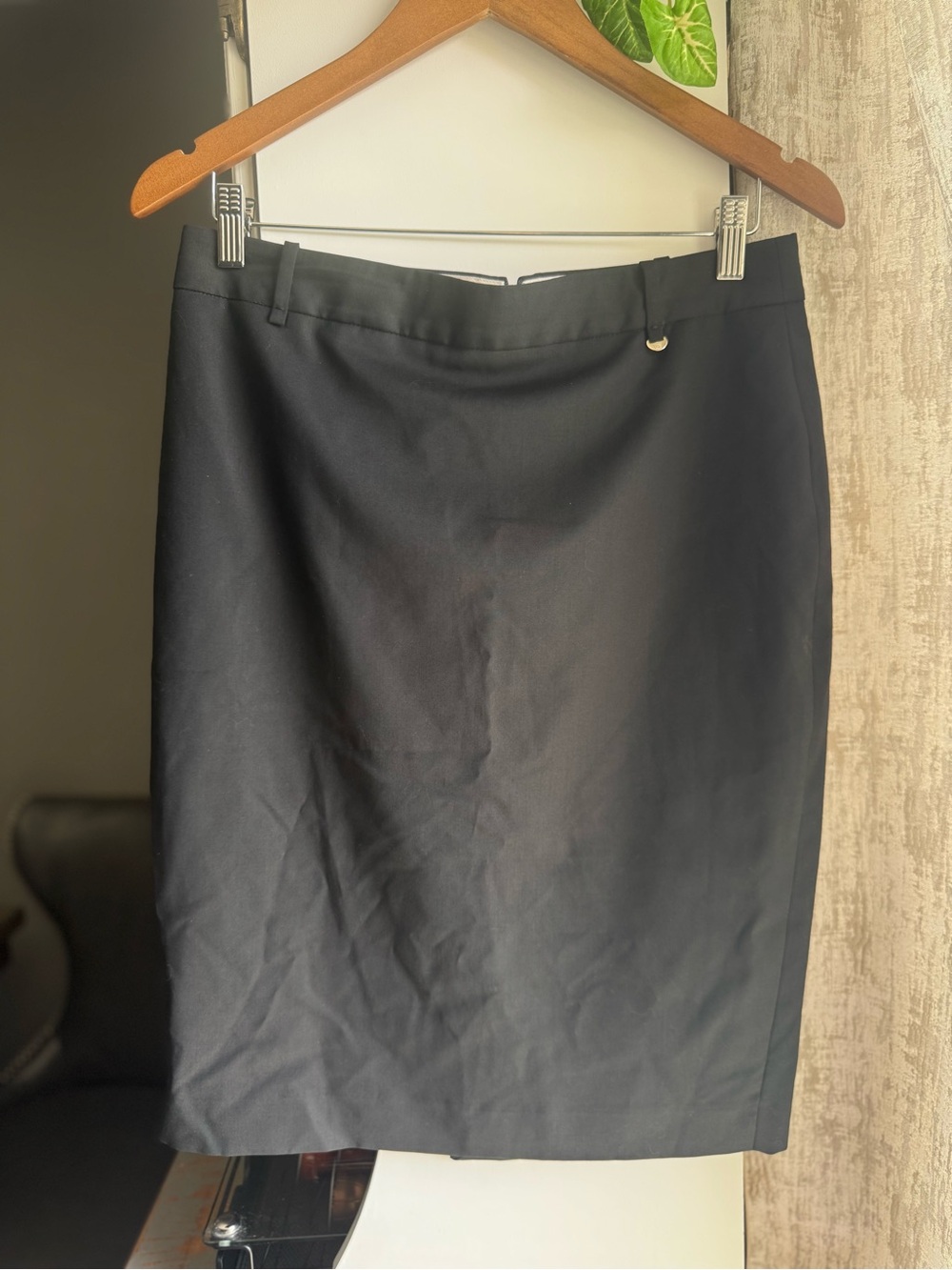 Massimo Dutti Black Tailored Pencil Skirt
